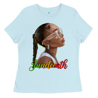 Baby Blue juneteenth black woman Ladies Tee - texasbilliewilder