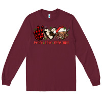 Burgundy peace love christmas Long Sleeve Tee - JahusDesignShop