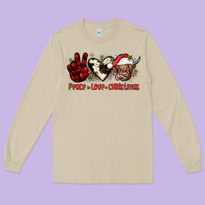 Peace Love Christmas Long Sleeve Tee Designed By Jahusdesignshop