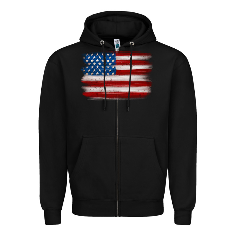 American Flag Distressed Background Zipper Hoodie by MaliasSmallBusiness | Teevron