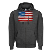 Charcoal Heather american flag distressed background Zipper Hoodie - MaliasSmallBusiness