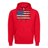 Red american flag distressed background Zipper Hoodie - MaliasSmallBusiness
