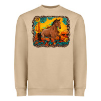 Mushroom can't be tamed horse with sunflowers turquoise gemstone western sunset Heavyweight Sweatshirt - Artiststas
