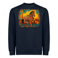 Navy can't be tamed horse with sunflowers turquoise gemstone western sunset Heavyweight Sweatshirt - Artiststas