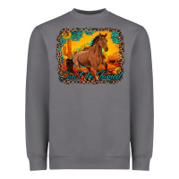 Storm can't be tamed horse with sunflowers turquoise gemstone western sunset Heavyweight Sweatshirt - Artiststas