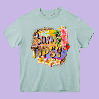 Tan Tipsy Summer Heavy Core Tee Designed By Texasbilliewilder