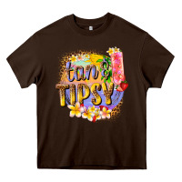 Chocolate Brown tan tipsy summer Heavy Core Tee - texasbilliewilder