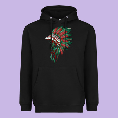 American Flag Indian Headdress Heavyweight Hoodie Designed By Barkaloodesign