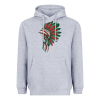 Heather Grey american flag indian headdress Heavyweight Hoodie - BarkalooDesign