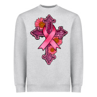 Heather Grey breast cancer cross Heavyweight Sweatshirt - AdoDesignShop