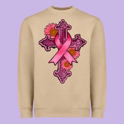 Breast Cancer Cross Heavyweight Sweatshirt Designed By Adodesignshop