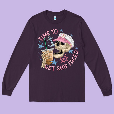 Time To Get Ship Faced Long Sleeve Tee Designed By Maliassmallbusiness