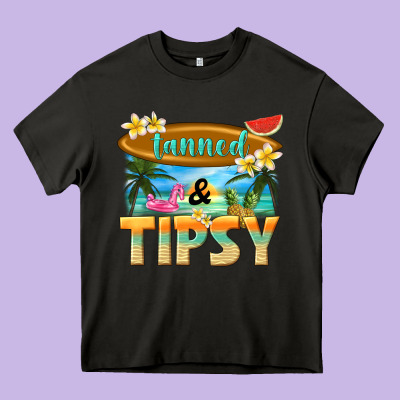 Tanned And Tipsy Heavy Core Tee Designed By Texasbilliewilder