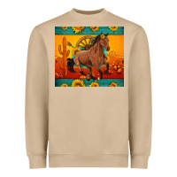 Mushroom western sunset galloping horse sunflower Heavyweight Sweatshirt - Artiststas