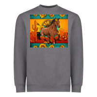 Storm western sunset galloping horse sunflower Heavyweight Sweatshirt - Artiststas