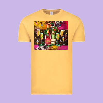 Christmas Champagne Bottles And Vintage Tee Designed By Adodesignshop