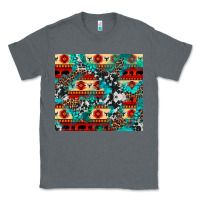 Charcoal Heather aztec leopard cowhide turquoise Classic Tee - BarkalooDesign