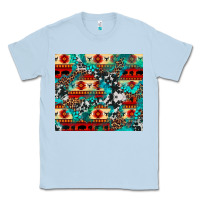 Dusty Blue aztec leopard cowhide turquoise Classic Tee - BarkalooDesign
