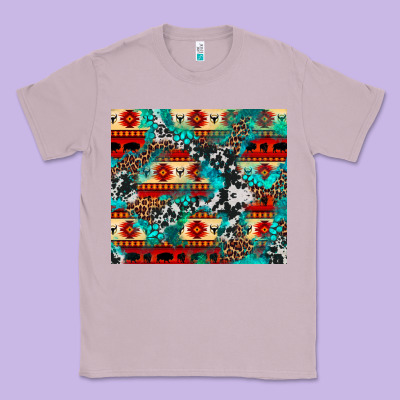 Aztec Leopard Cowhide Turquoise Classic Tee Designed By Barkaloodesign