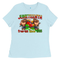 Baby Blue juneteenth free ish since 1865 Ladies Tee - texasbilliewilder