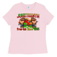 Bubblegum Pink juneteenth free ish since 1865 Ladies Tee - texasbilliewilder