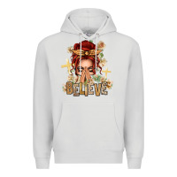 Red Hair Believe Praying Caucasian Messy Bun Premium Hoodie | Teevron