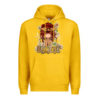 Lemon Red Hair Believe Praying Caucasian Messy Bun Premium Hoodie - texasbilliewilder