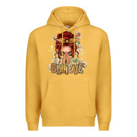 Mustard Red Hair Believe Praying Caucasian Messy Bun Premium Hoodie - texasbilliewilder