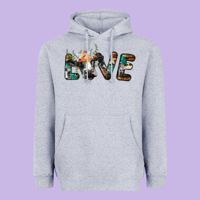 Love With Holstein Cow Heavyweight Hoodie Designed By Barkaloodesign