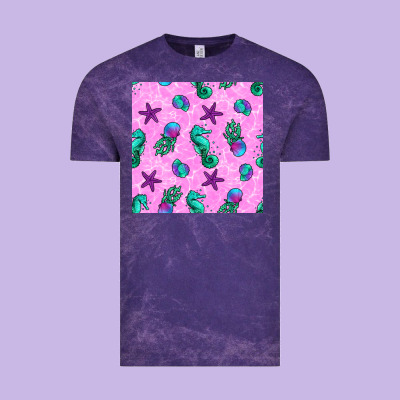 Summer Ocean Seamless Pattern Vintage Tee Designed By Bundleandbundleshop