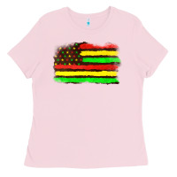 Bubblegum Pink juneteenth flag Ladies Tee - texasbilliewilder