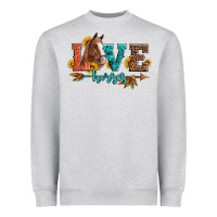 Heather Grey love horses  leather turquoise leopard Heavyweight Sweatshirt - Artiststas