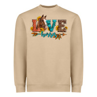 Mushroom love horses  leather turquoise leopard Heavyweight Sweatshirt - Artiststas