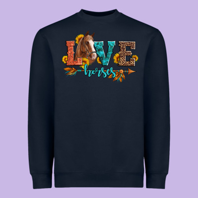 Love Horses  Leather Turquoise Leopard Heavyweight Sweatshirt Designed By Artiststas