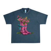 Midnight Navy valentines day western boots and roses Urban Heavy Tee - AdoDesignShop