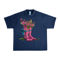 Navy valentines day western boots and roses Urban Heavy Tee - AdoDesignShop