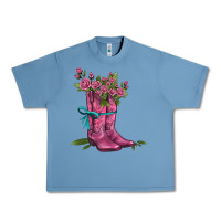 Pebble Blue valentines day western boots and roses Urban Heavy Tee - AdoDesignShop