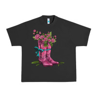 Pigment Black valentines day western boots and roses Urban Heavy Tee - AdoDesignShop