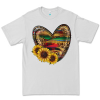 Dove Grey western sunflowers heart Premium Tee - RanaPortraitStore