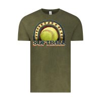 Vintage Olive softball rainbow Vintage Tee - JahusDesignShop