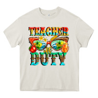Cream teacher off duty Heavy Core Tee - texasbilliewilder