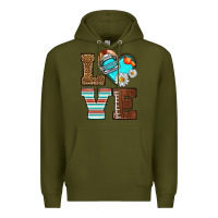 Army Green American Football love and helmet Premium Hoodie - NancyCooperArtShop