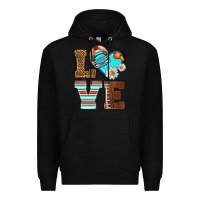 Black American Football love and helmet Premium Hoodie - NancyCooperArtShop
