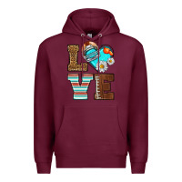 Burgundy American Football love and helmet Premium Hoodie - NancyCooperArtShop