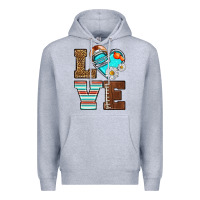 Heather Grey American Football love and helmet Premium Hoodie - NancyCooperArtShop
