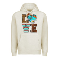 Oatmeal Heather American Football love and helmet Premium Hoodie - NancyCooperArtShop