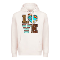 Pale Pink American Football love and helmet Premium Hoodie - NancyCooperArtShop
