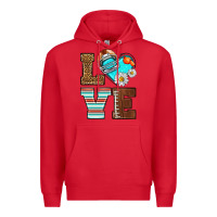 Red American Football love and helmet Premium Hoodie - NancyCooperArtShop