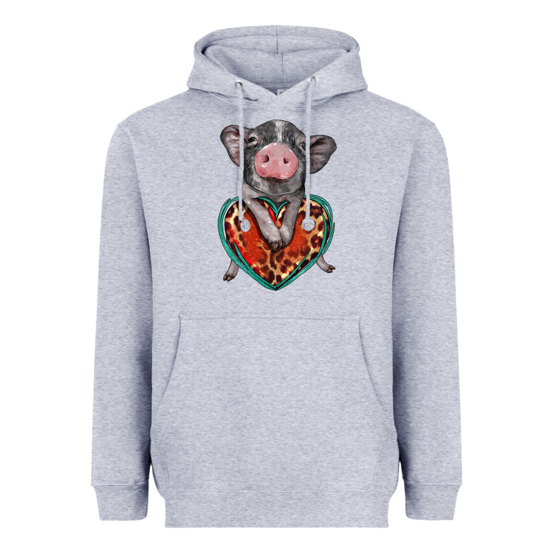 Baby Pig With Leopard Heart Heavyweight Hoodie by BarkalooDesign | Teevron
