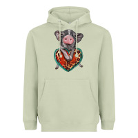 Matcha baby pig with leopard heart Heavyweight Hoodie - BarkalooDesign